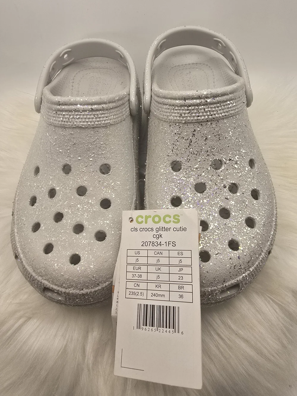 Crocs Kids' Glitter Cutie Clog - White